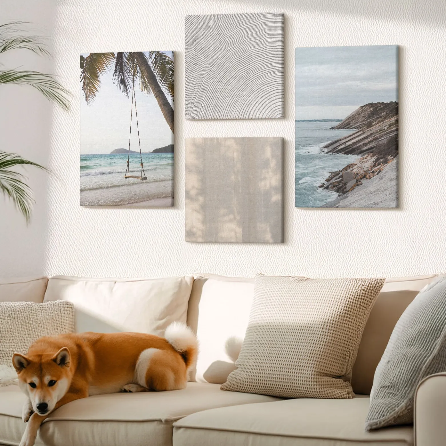 Obraz canvas 4 częściowy Letni piasek morze |40x40, 40x60| Wallfluent