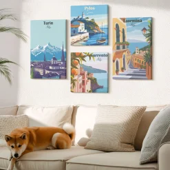 Obraz canvas 4 częściowy Retro widoki |40x40, 40x60| Wallfluent