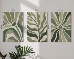 Obraz canvas 3 częściowy Zielone tonacje | 3x40x60 | Wallfluent