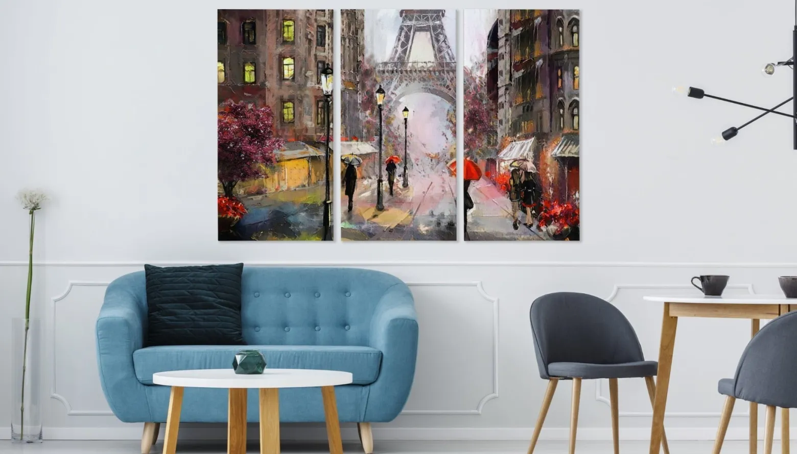 Obraz CANVAS Tryptyk Widok Na Paryską Ulicę 60x40cm