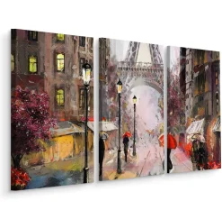 Obraz CANVAS Tryptyk Widok Na Paryską Ulicę 60x40cm