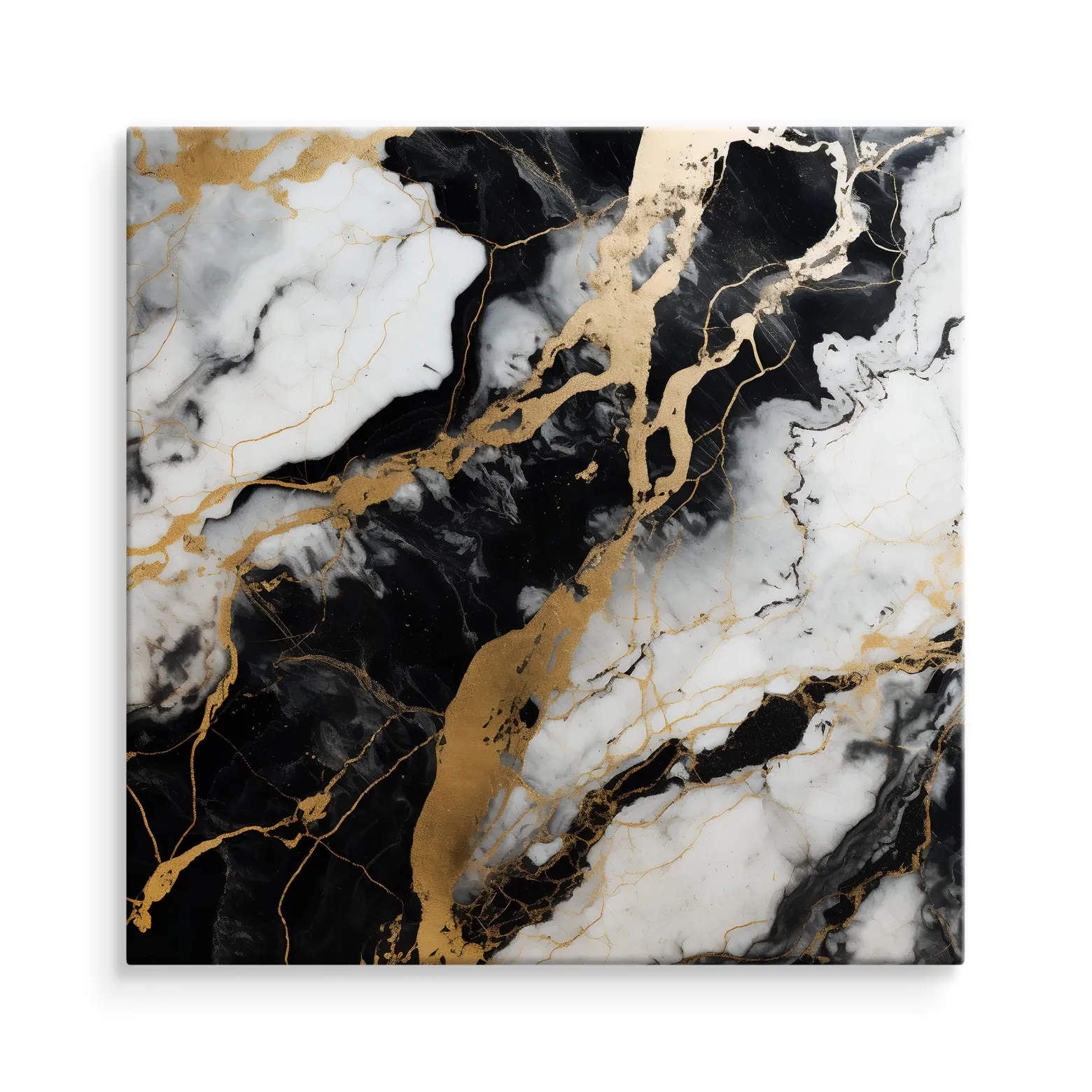 Obraz Czarno-Biały Marmur Z Elementami Złota 30x30cm