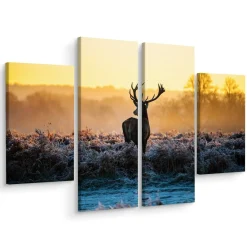 Obraz 4 Częściowy JELEŃ Rykowisko Natura 3D 80x60cm