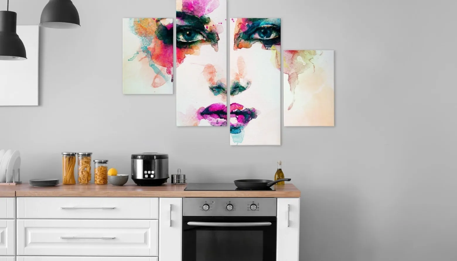 Obraz 4-Częściowy Kobieca TWARZ Akwarela 80x50cm