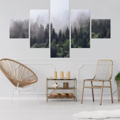 Obraz 5-Częściowy LAS WE MGLE Natura Efekt 3D 150x90cm