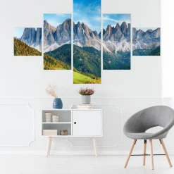 Obraz 5-Częściowy LAS w Górach Pejzaż 3D 150x90cm