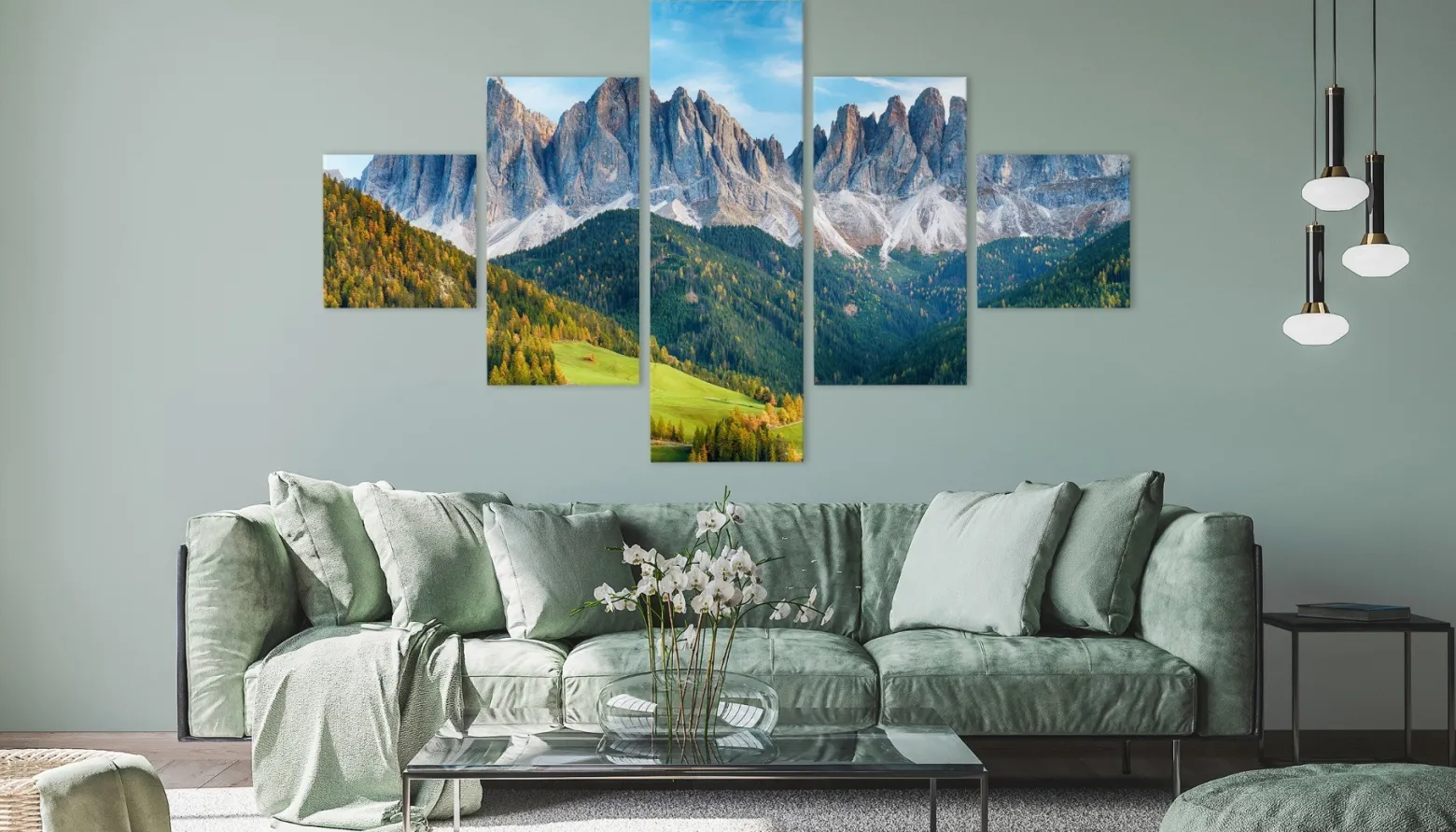 Obraz 5-Częściowy LAS w Górach Pejzaż 3D 150x90cm