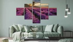 Obraz 5-Częściowy Widok Na Pole Lawendy Pejzaż 3D 150x90cm