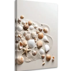 Obraz do salonu kuchni biura, Muszelki plaża natura beżowy 20x30