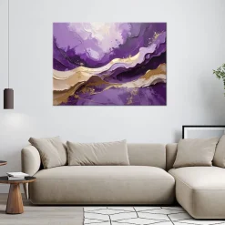 Obraz do salonu sypialni biura, Abstrakcja imitacja farby fioletowy 30x20