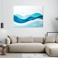 Obraz do salonu sypialni biura, Abstrakcyjne Fale Pastelowy 30x20