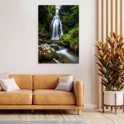Obraz do salonu sypialni biura, Pejzaż wodospad drzewa natura 20x30
