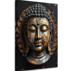 Obraz do salonu sypialni biura, Czarny Posąg Buddy Zen Spa Orient 20x30