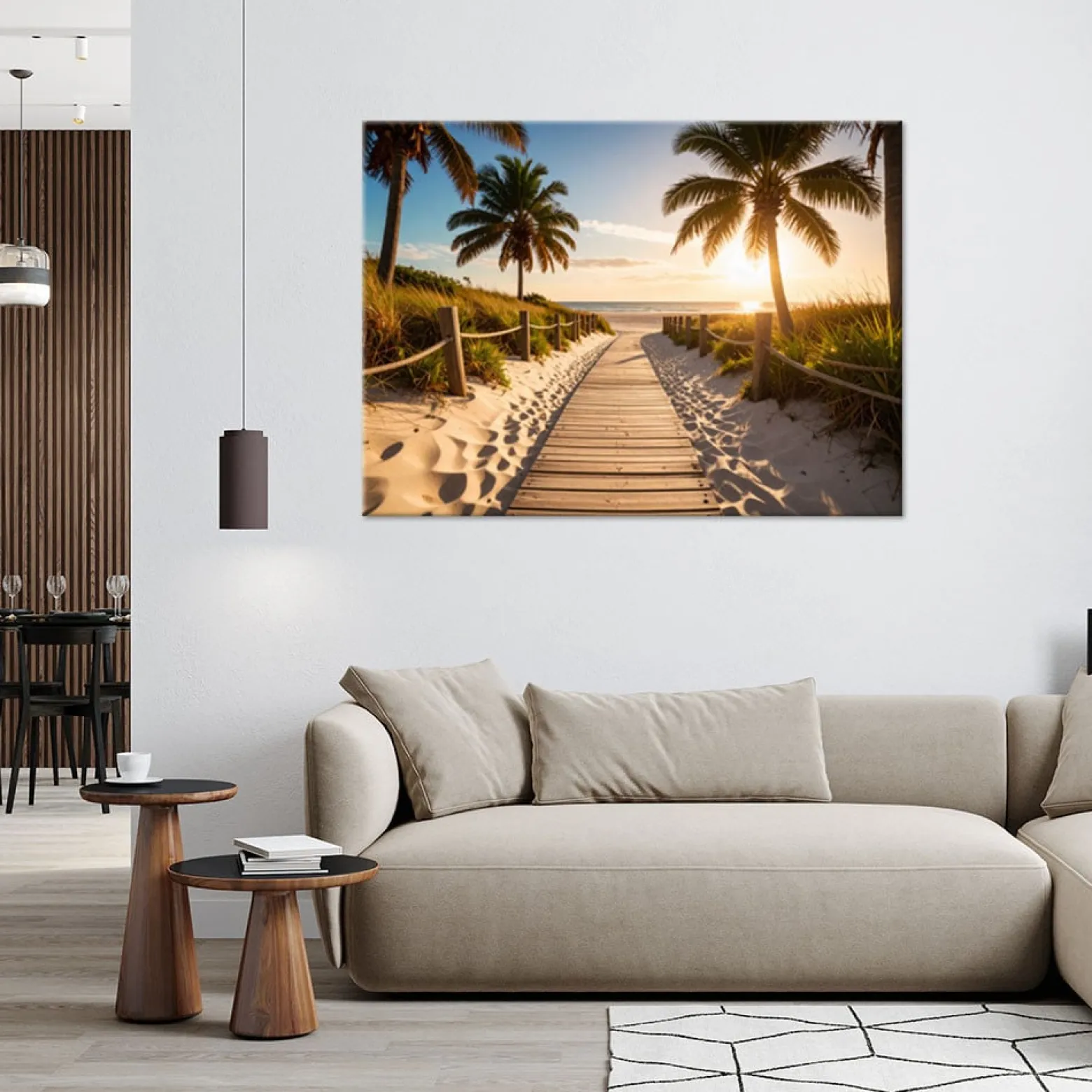 Obraz do salonu sypialni jadalni, Ścieżka na plażę Krajobraz Palmy 30x20