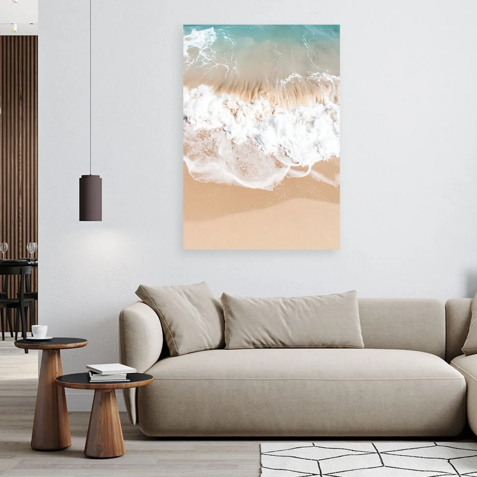 Obraz do salonu sypialni jadalni, Plaża morze fale natura beżowy 20x30
