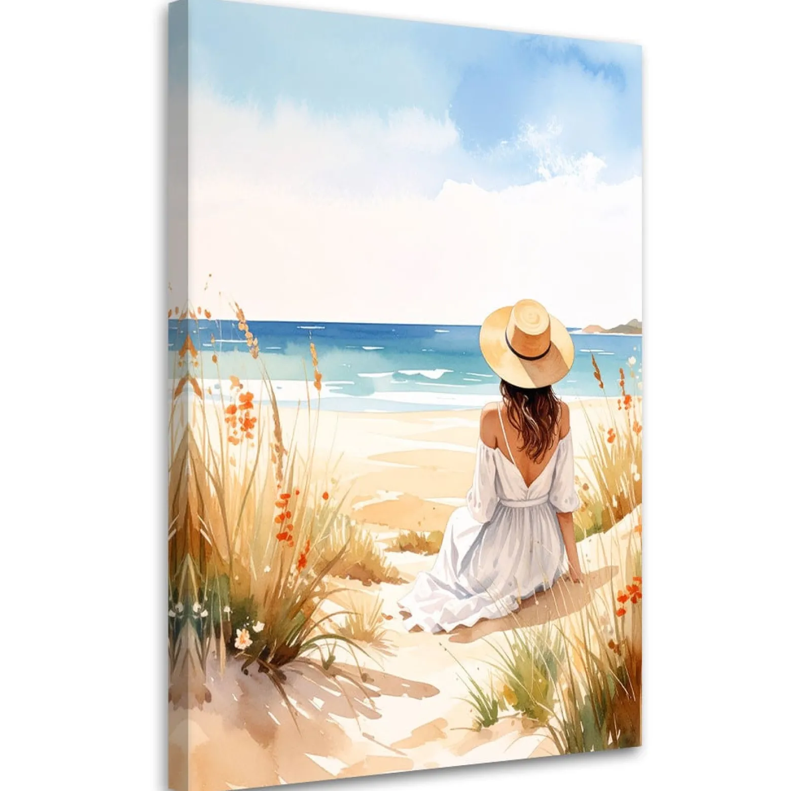 Obraz do salonu sypialni, Kobieta plaża morze pejzaż 20x30
