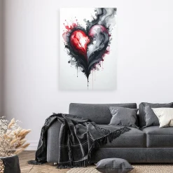 Obraz do sypialni salonu, Czerwone serce abstrakcja 20x30