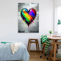 Obraz do sypialni salonu, Kolorowe Serce Graffiti Street Art 20x30