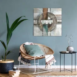 Obraz GEO 555A 80x80cm Loft Turkus Beż Ręcznie Malowany