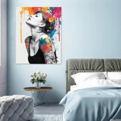 Obraz Kobieta Abstrakcja Portret Do Sypialni Salonu Na Płótnie 60X40