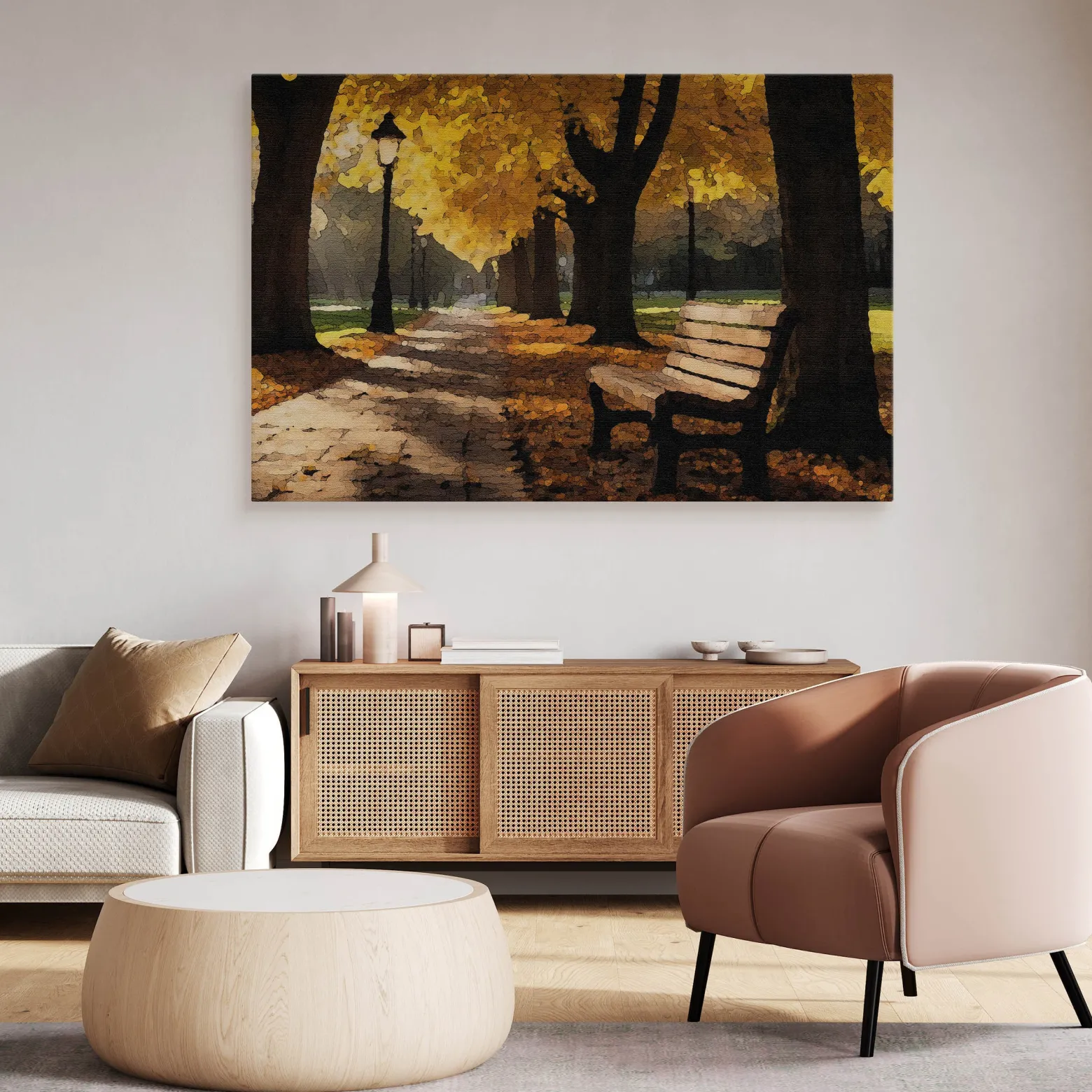 Obraz Malowany Jesienny Park 30x20cm