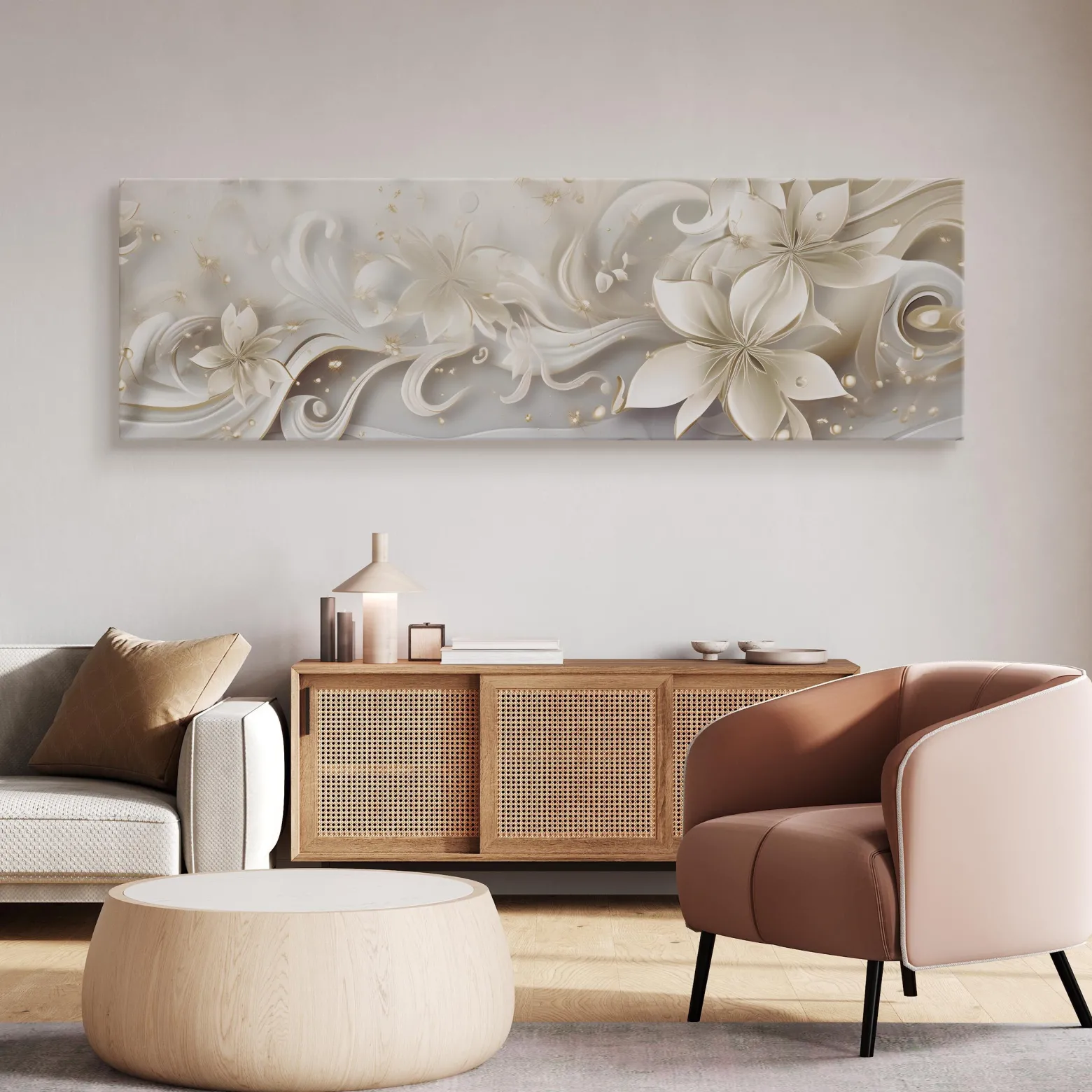 Obraz Panoramiczny Abstrakcyjne Kwiaty 145x45cm