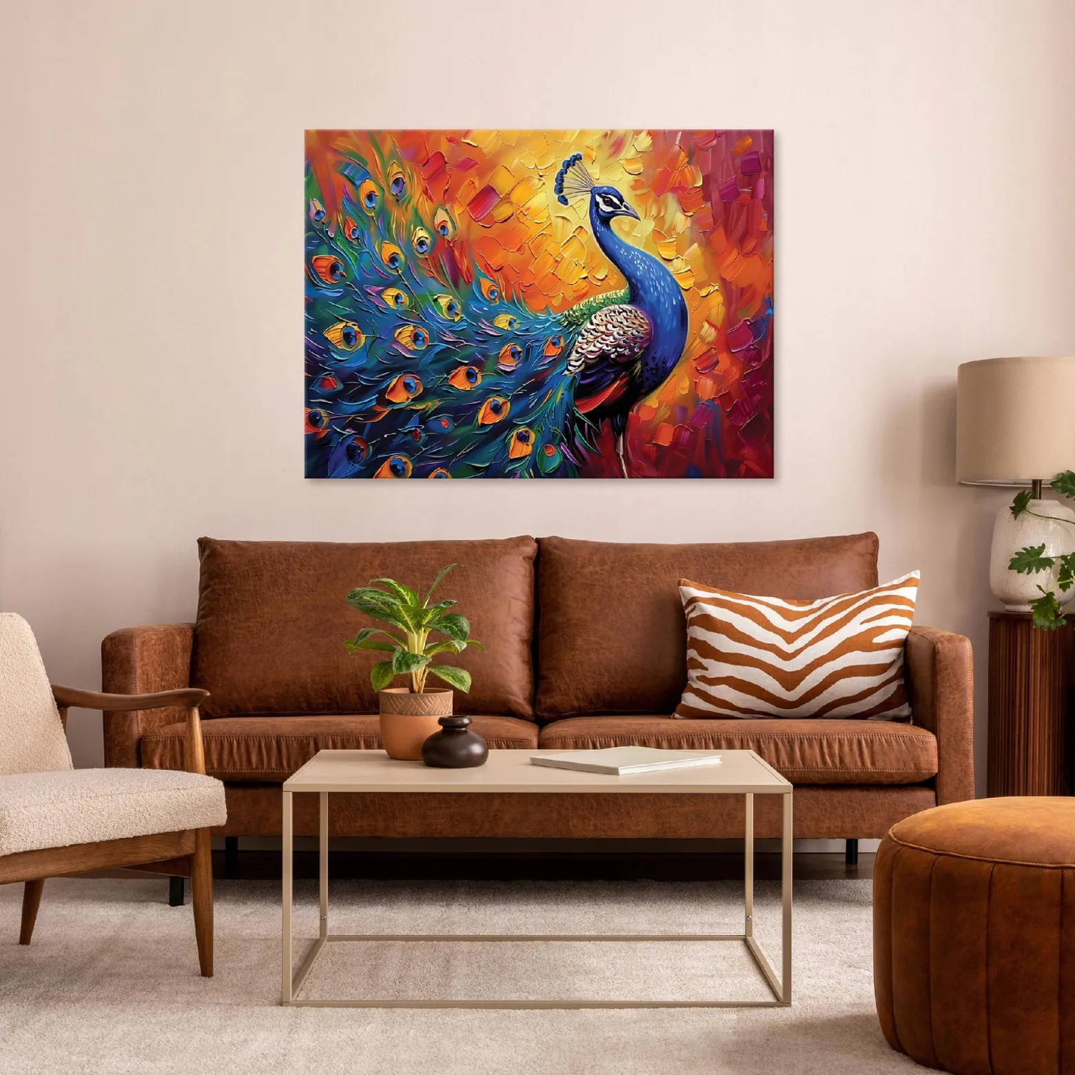 Obraz Paw Kolorowy Abstrakcja Na Płótnie Sypialnia 60X40