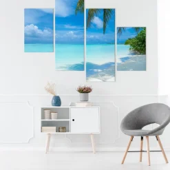 Obraz Tetraptyk MORZE Plaża Niebo Pejzaż 3D 80x50cm