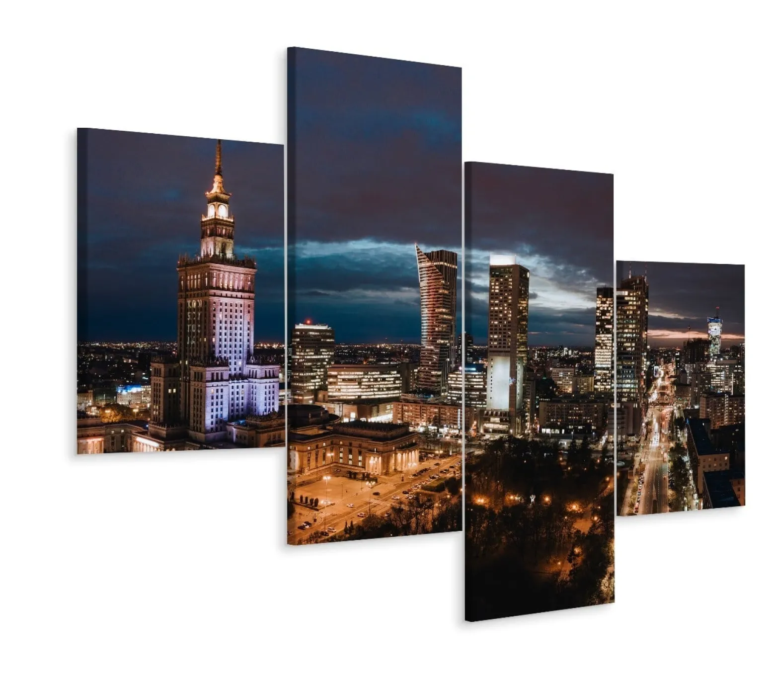 Obraz TETRAPTYK Warszawa Miasto Noc 3D 80x50cm
