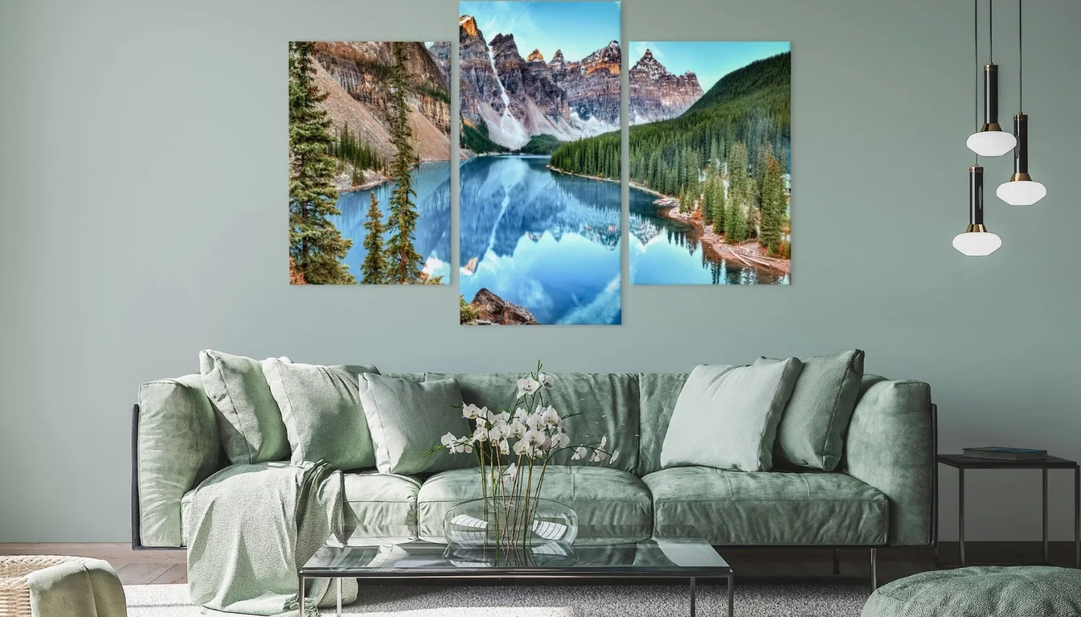 Obraz TRYPTYK Górski Krajobraz Jezioro 3D 90x60cm