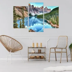 Obraz TRYPTYK Górski Krajobraz Jezioro 3D 90x60cm