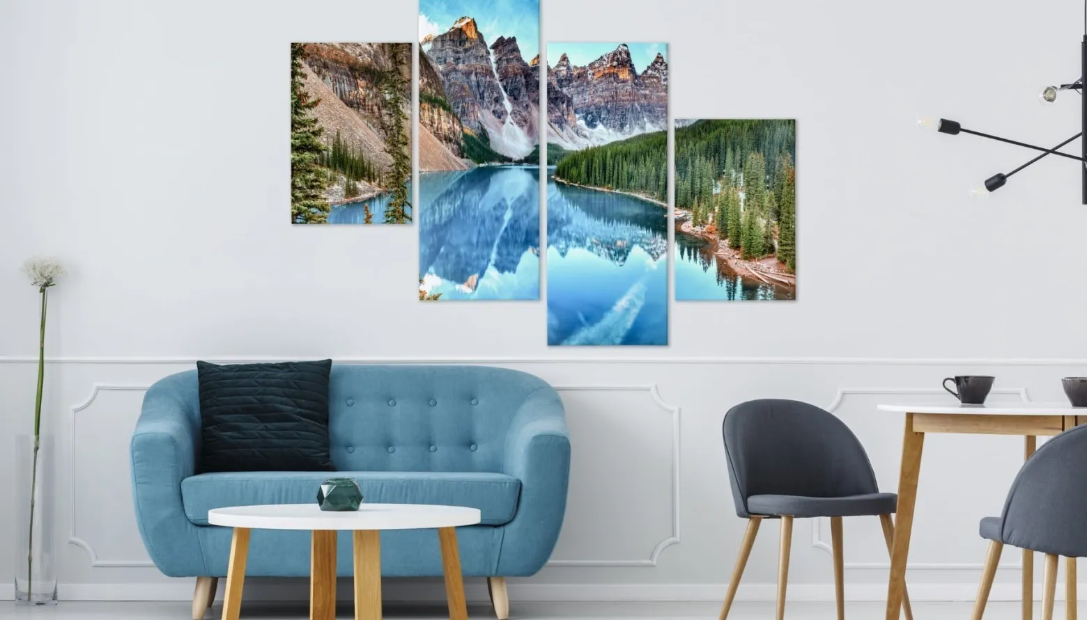 Obraz Wieloczęściowy Górskie Jezioro Leśny Pejzaż 80x50cm