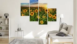 Obraz Wieloczęściowy KWIATY Słonecznika Pejzaż 3D 80x50cm