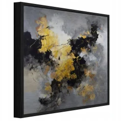 Obraz W Ramie Abstrakcja Czarny Na Metalu Do Sypialni Salonu 30x30