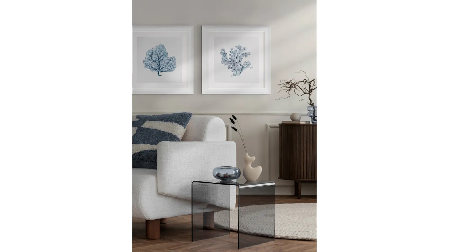 Obraz w ramie Blue Watercolor Coral No. 2 56x56 cm