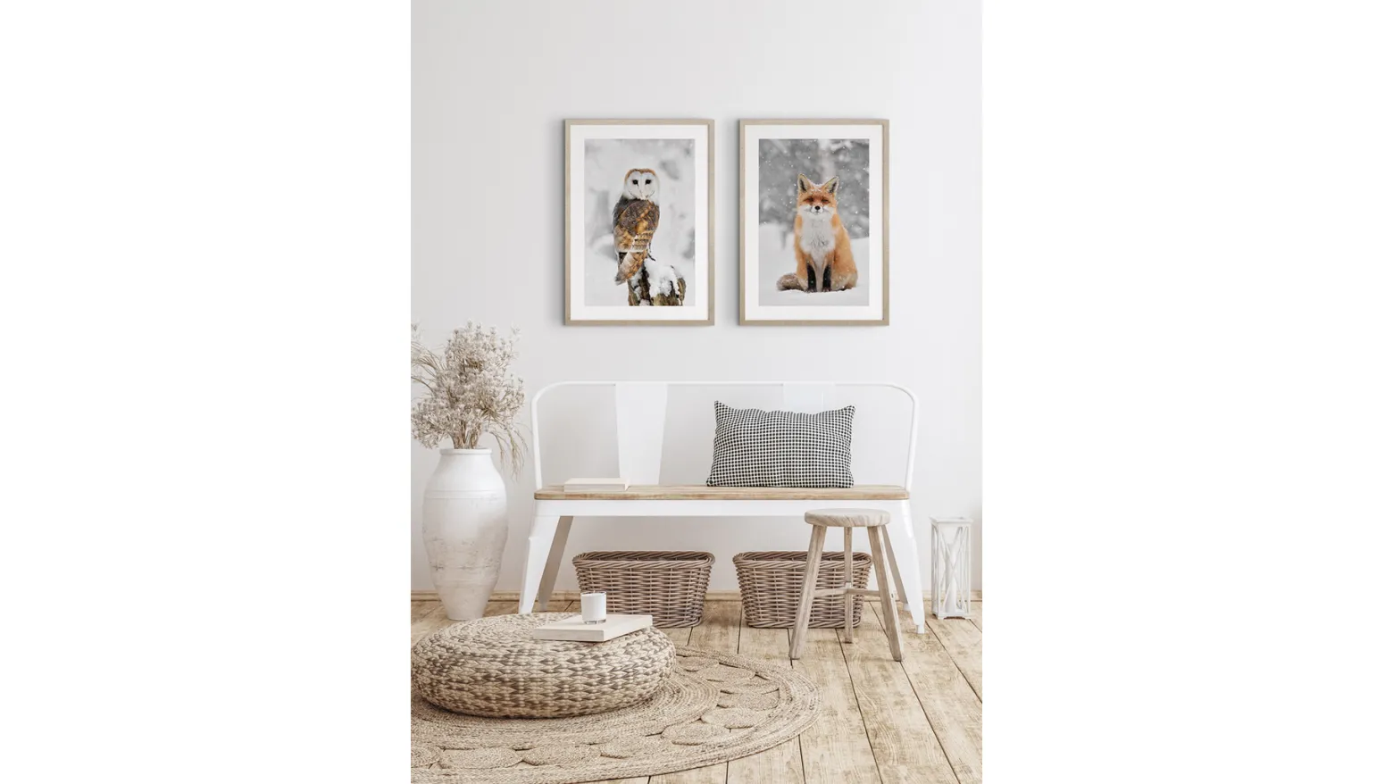 Obraz w ramie Owl In Winter Scenery 53x73 cm