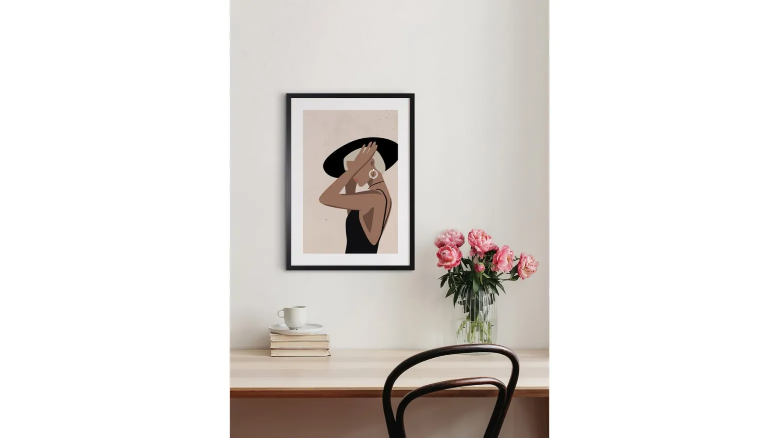 Obraz w ramie Stylish Woman In A Hat 53x73 cm
