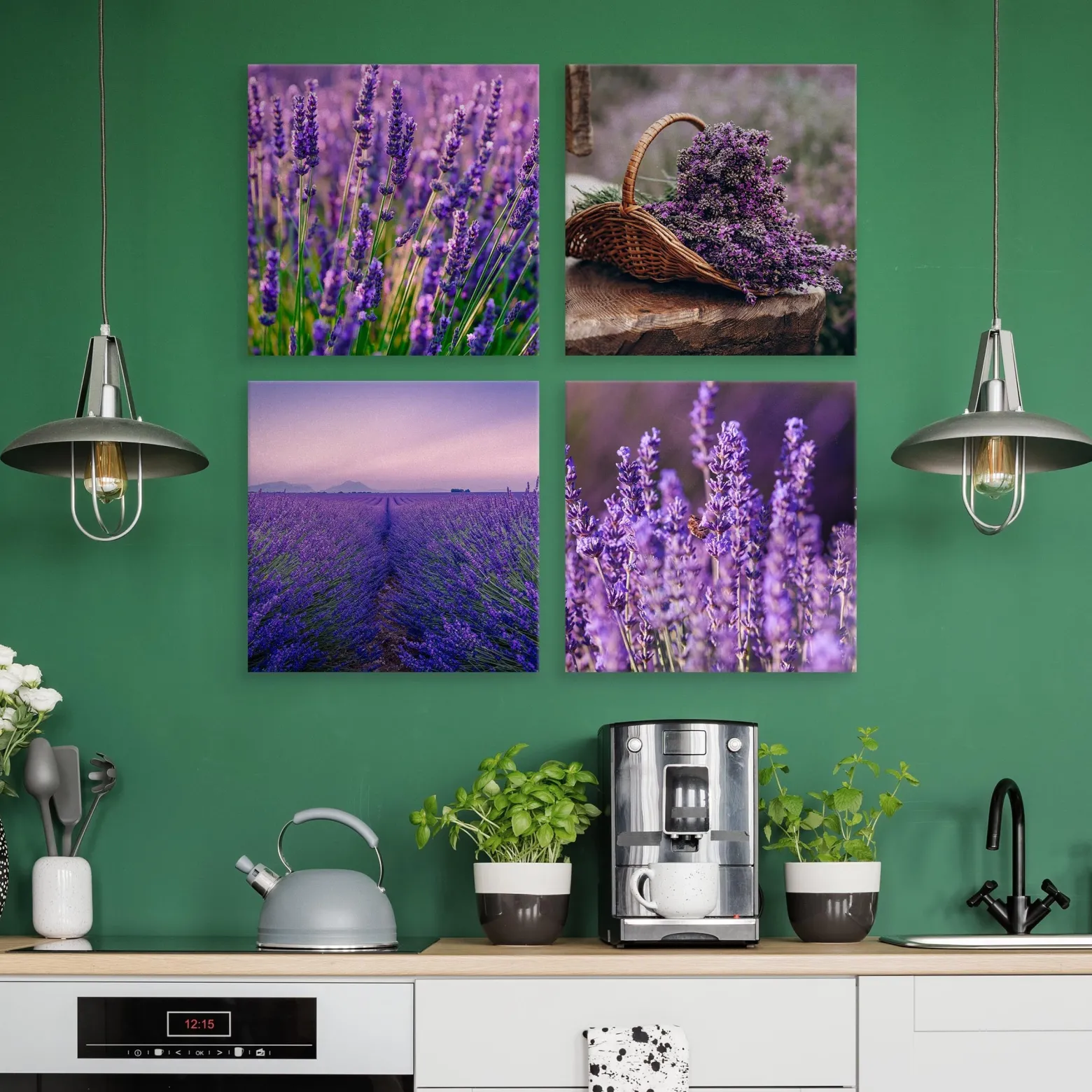 Obrazy Do Kuchni SET Kwiaty Lawendy 60x60cm