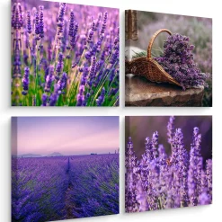 Obrazy Do Kuchni SET Kwiaty Lawendy 60x60cm