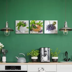 Obrazy Do Kuchni SET Świeże Zioła Z Lawendą 120x40cm