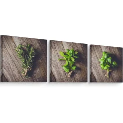 Obrazy Do Kuchni SET Świeże Zioła 120x40cm