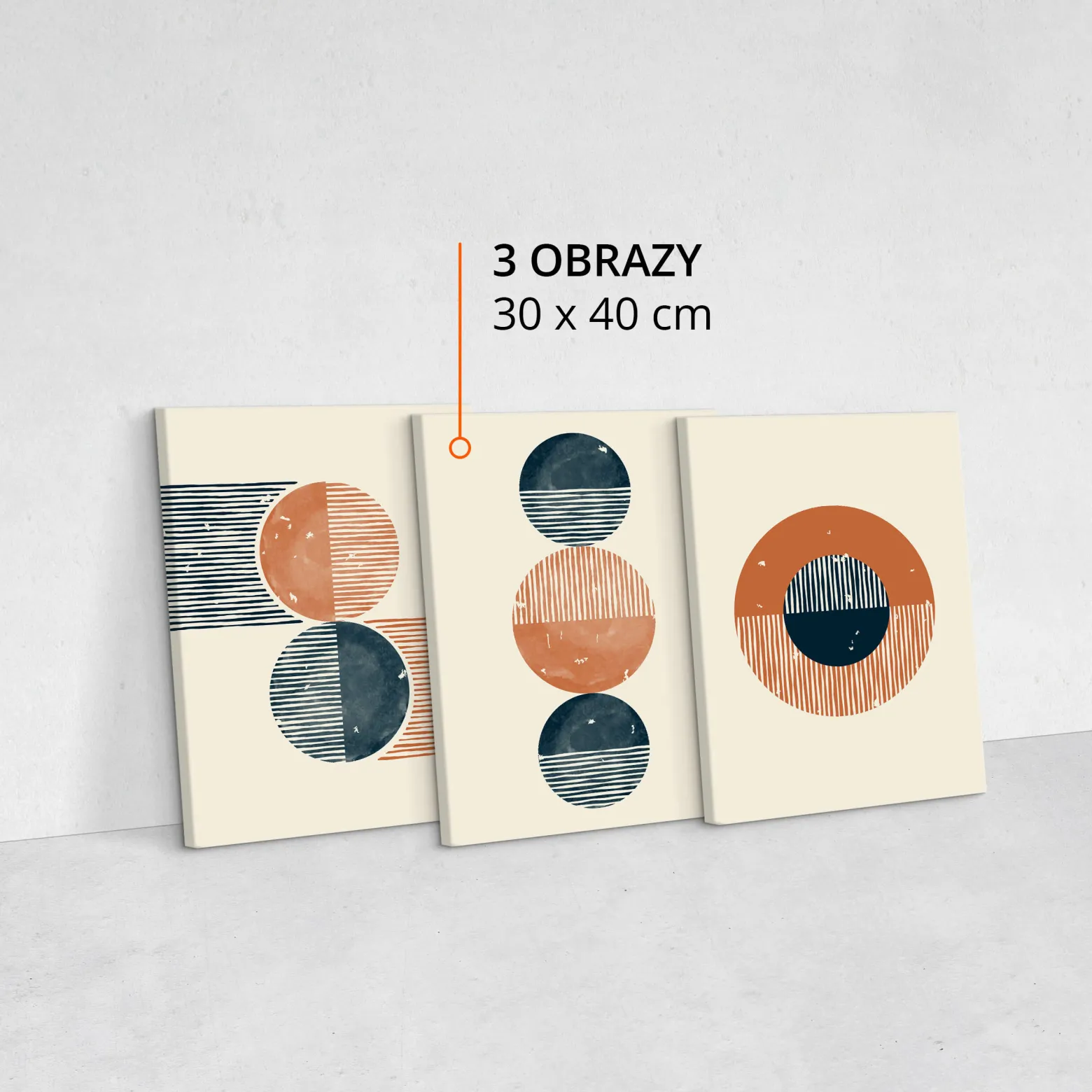 OBRAZY SET ABSTRAKCJA STYL BOHO FIGURY GEOMETRYCZNE 90x40cm
