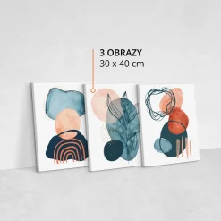 OBRAZY SET AKWARELE ABSTRAKCYJNE KSZTAŁTY BOHO 90x40cm