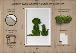 Obraz z mchem - Pies z kotem 40x60 cm Biała Rama