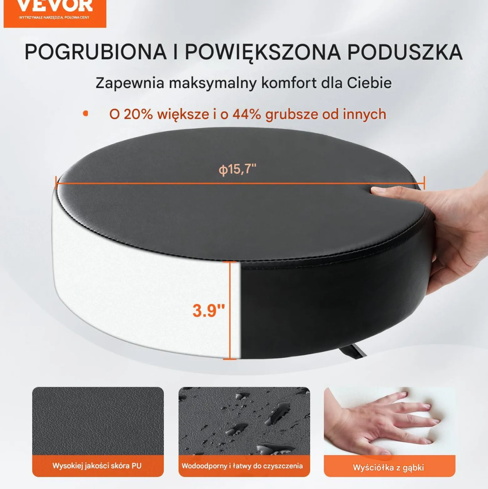 Obrotowe Krzesło z Regulacją Wysokości - Nośność 181 kg Czarne