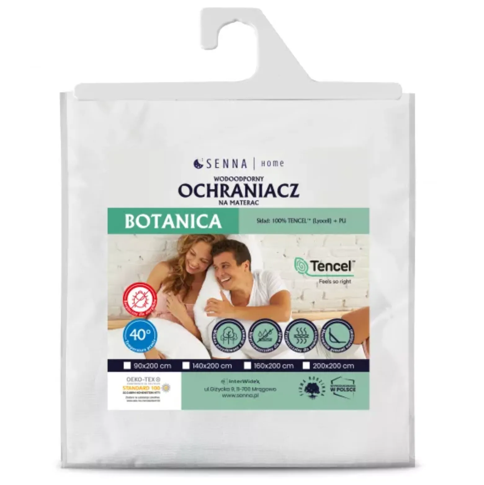 Ochraniacz na materac 90x200cm BOTANICA wodoodporny