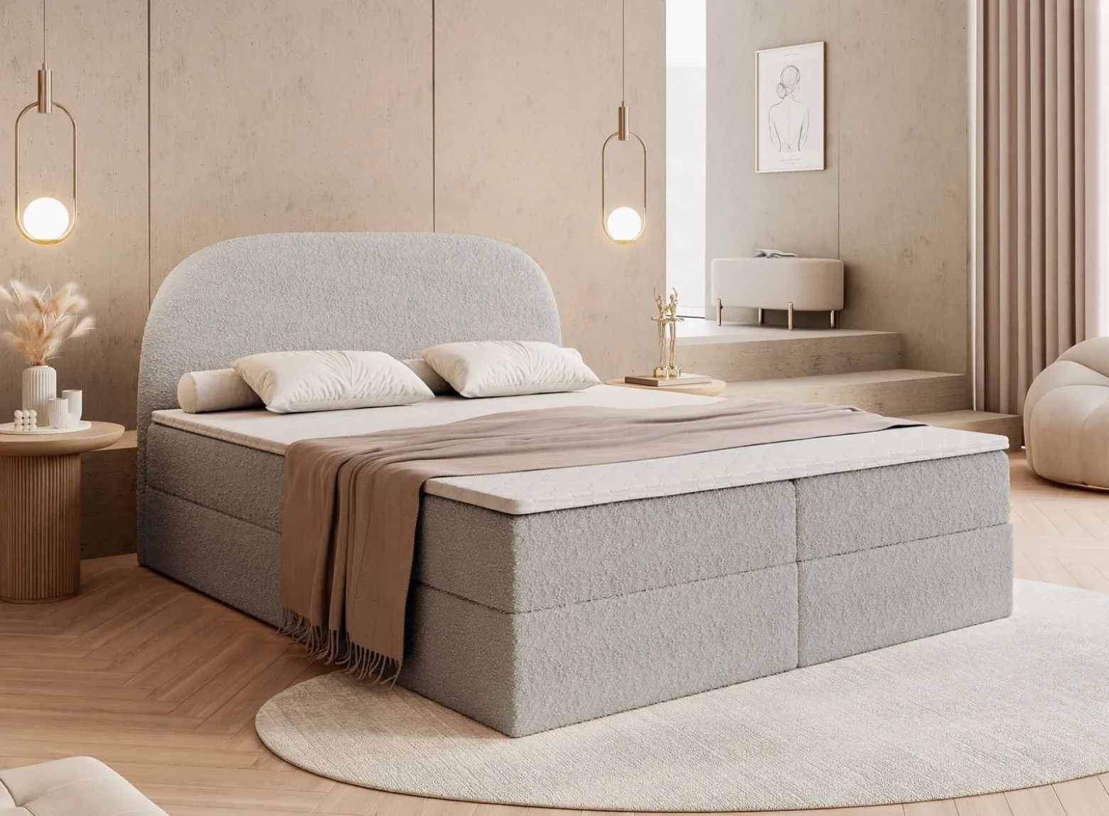 Łoże ALLURE 140x200 Ascot Toffee z topperem