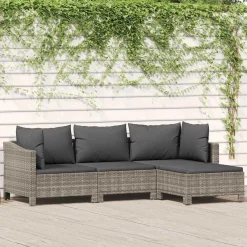 Ogrodowy zestaw wypoczynkowy Szary Technorattan 2x fotel + sofa