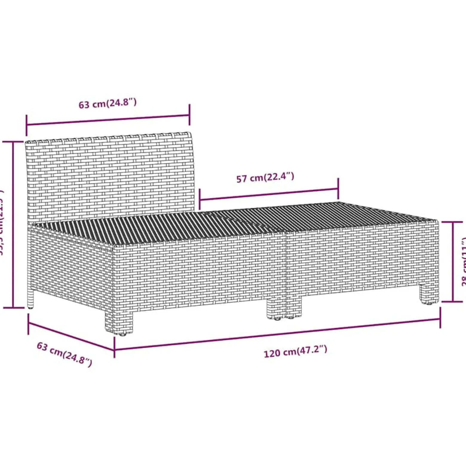 Ogrodowy zestaw wypoczynkowy Szary Technorattan sofa środkowa +