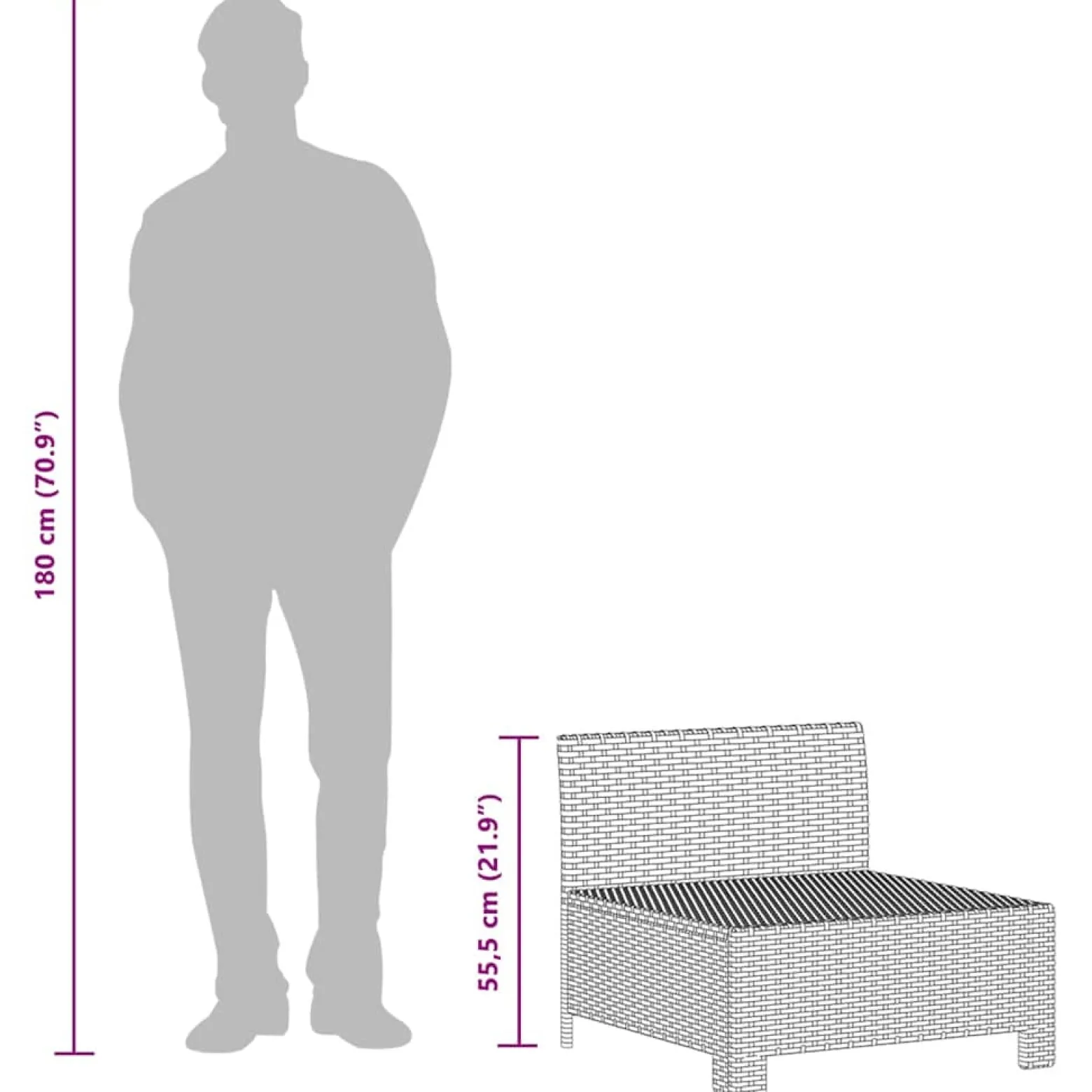 Ogrodowy zestaw wypoczynkowy Szary Technorattan sofa środkowa +